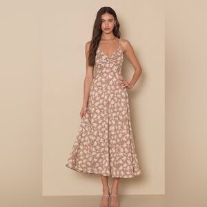 Lulu's Mauve Floral Backless Midi Dress
